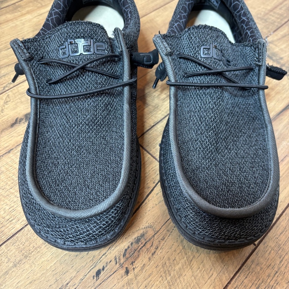 Hey Dude Wally Total Black Mesh Slip On Casual Loafers Mens Shoes Size 40 - Picture 3 of 11